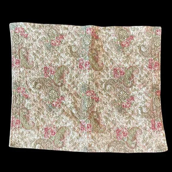 Quilted Floral Paisley Pillow Shams  Cottagecore Country Shabby Chic Romantic - Picture 2 of 11